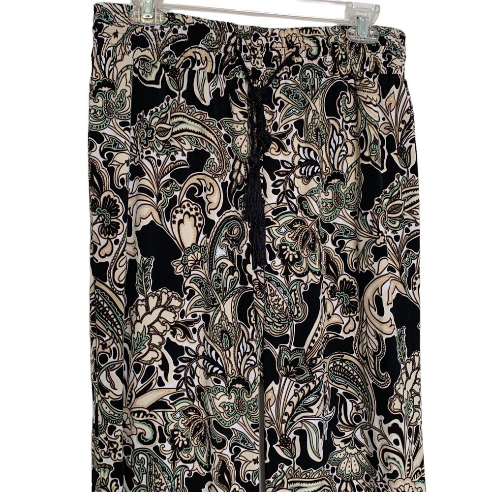 New York &‎ Co Pants Womens Large Palazzo Wide Leg Lounge Pants Paisley Wide Hem - Picture 2 of 12